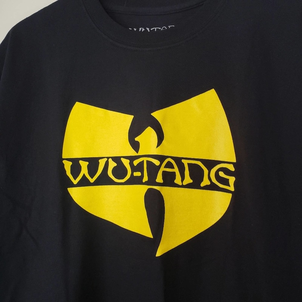 NEW Wu Tang Graphic Logo Black Yellow Crewneck  Band T-Shirt Top - Picture 7 of 8